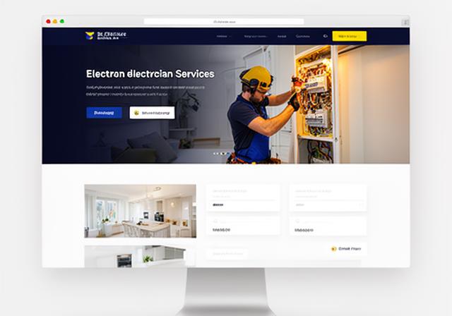 Modern electrician services page with project photos and direct booking prompts