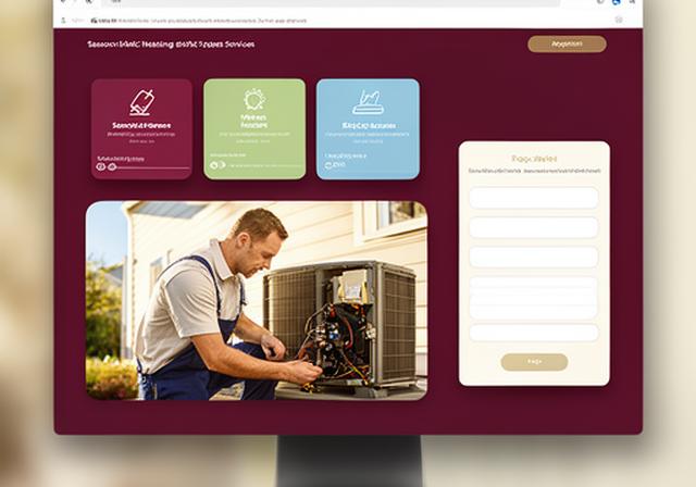 HVAC booking page with seasonal service options and a simple appointment form