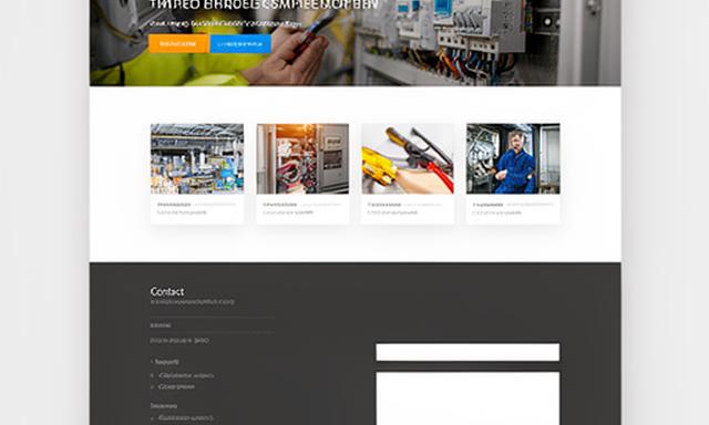 Sample electrician website layout with project proof and contact details