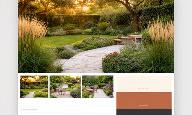 Sample landscaping website layout with a large outdoor project gallery