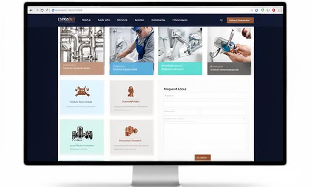 Sample plumbing website layout with service cards and a visible request form