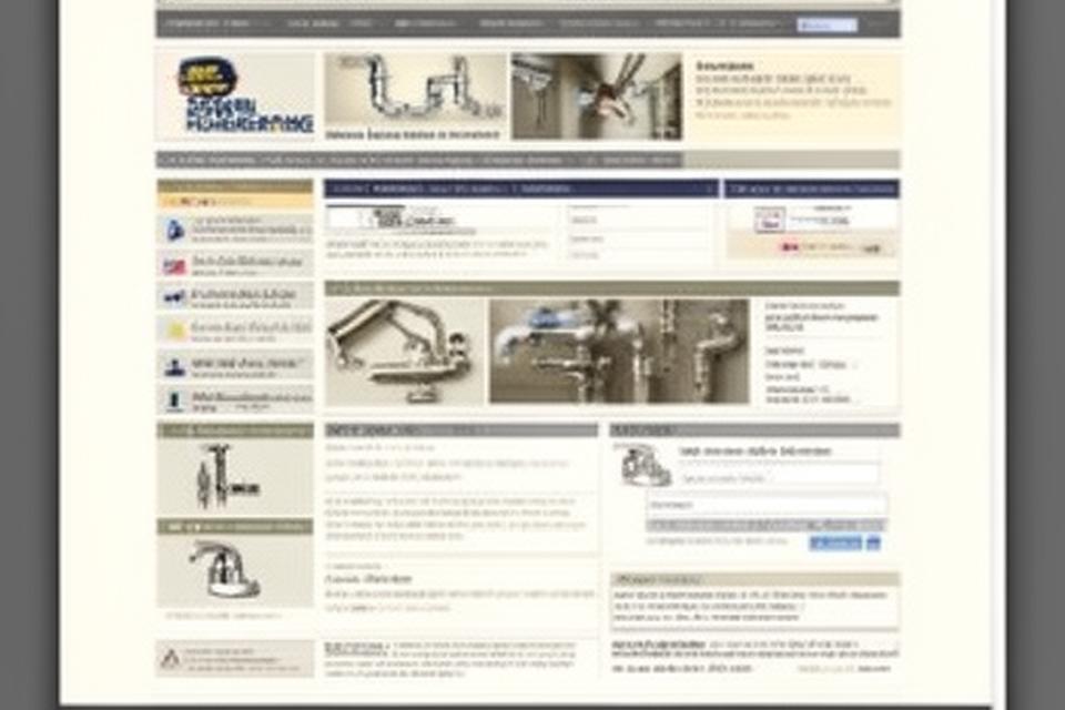 Northstar Drain and Pipe former website showing a crowded plumbing homepage