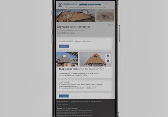Roofing website on a phone with tiny text and hard-to-find service information